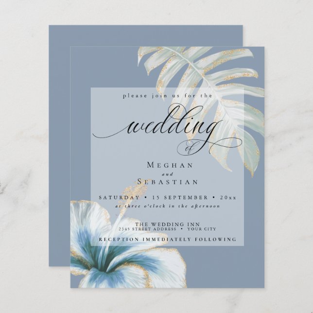 Budget aber schöner Wedding Dusty Blue Hibiskus (Vorne/Hinten)