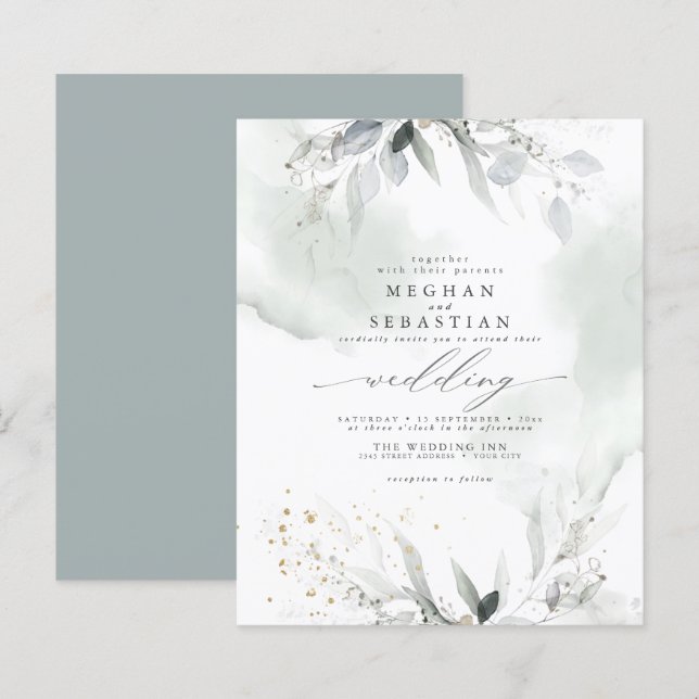 Budget aber schönes elegantes Aquarellblatt (Vorne/Hinten)