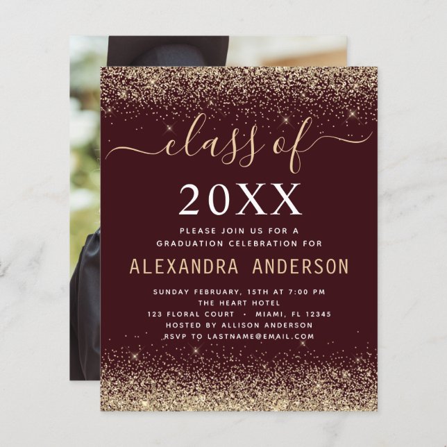 Budget Abschluss Foto Burgundy Gold Class 2023 (Vorne/Hinten)