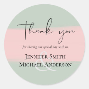 BUDGET Abstract Sage Blush Pink Script Hochzeitsse Runder Aufkleber