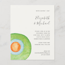 Budget Abstrakt Green Coral Aqua Wedding Einladung