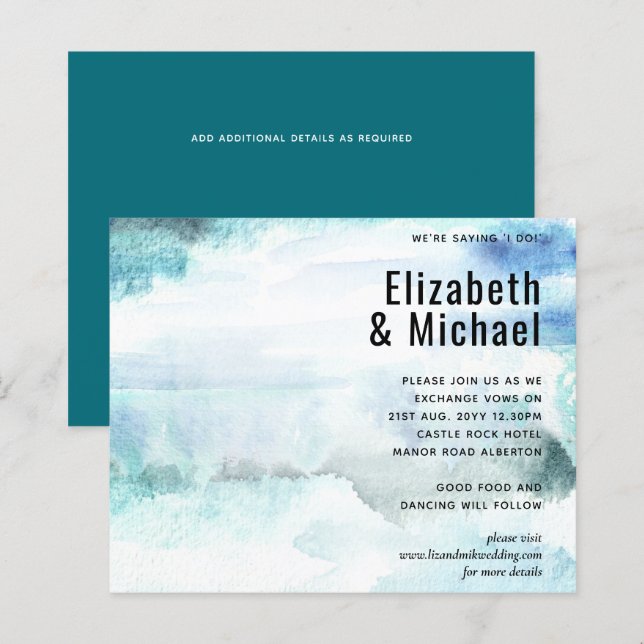 Budget Abstrakte Wasserfarbe Aquamarin Hochzeit Ei (Vorne/Hinten)