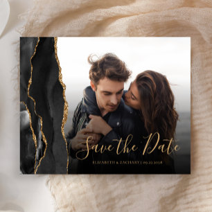 Budget Achat Geode Schwarz Gold Foto Save the Date