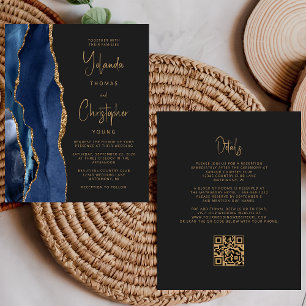 Budget Achat Navy Blau Gold Dunkel QR Code Hochzei