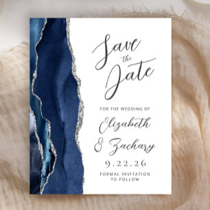 Budget Achat Navy Blau Silber Schrift Save the Dat