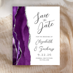 Budget Achat Purpur Silber Schrift Save-the-Date-K