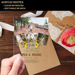 BUDGET Acryl Klar Foto Hochzeit Sonnenblumen Acryleinladungen