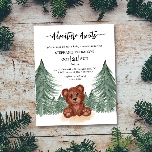Budget Adventure Woodland Baby Shower Einladung (Von Creator hochgeladen)