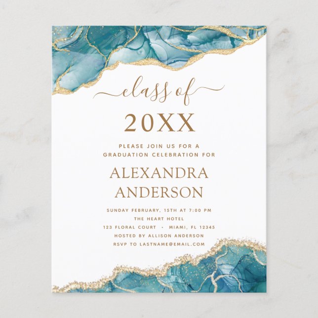 Budget Agate Abschluss 2022 Aquamarin Gold Blue Flyer (Vorne)