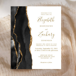 Budget Agate Black Gold Moderne Hochzeitseinladung