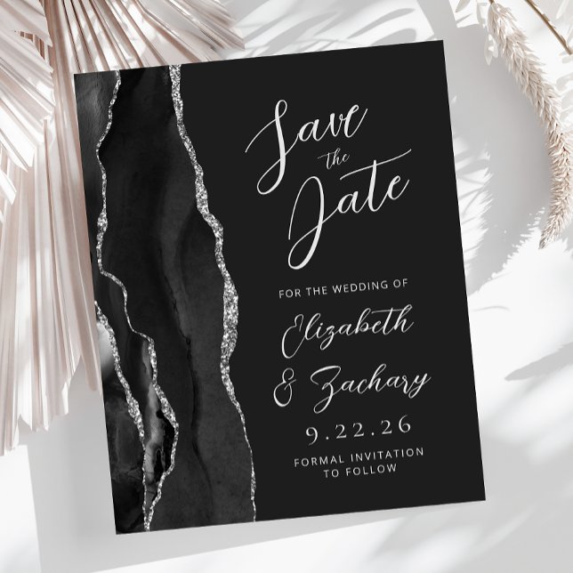 Budget Agate Black Silver Dark Save the Date (Von Creator hochgeladen)