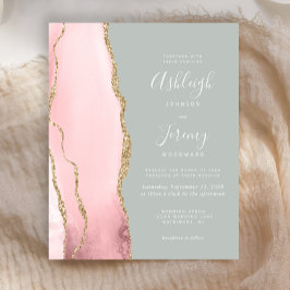 Budget Agate Blush Sage Green Hochzeit Einladung