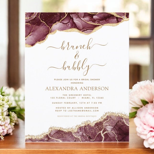 Budget Agate Burgundy Gold Brunch & Bubbly (Von Creator hochgeladen)