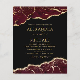 Budget Agate Burgundy Gold Wedding Einladung Flyer