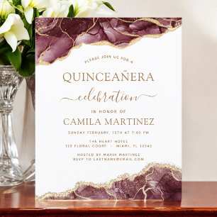 Budget Agate Burgundy Quinceañera Gold 15.