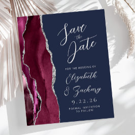 Budget Agate Burgundy Silver Navy Save the Date