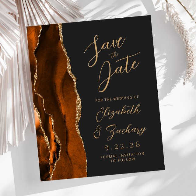 Budget Agate Burnt Orange Gold Dark Save the Date (Von Creator hochgeladen)