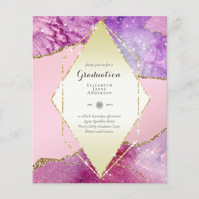 BUDGET AGATE GRADULATION Party lädt Glitzer Glam e Flyer (Vorne)