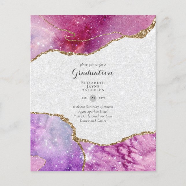 BUDGET AGATE GRADULATION Party lädt Glitzer Glam e Flyer (Vorne)