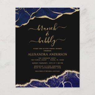 Budget Agate Navy Blue Gold Brunch & Bubbly Flyer