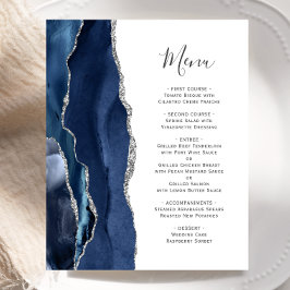 Budget Agate Navy Blue Silver Wedding Menü