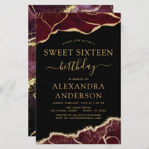 Budget Agate Sweet 16 Birthday Burgundy Gold