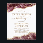 Budget Agate Sweet 16 Burgundy Gold<br><div class="desc">Budget Agate Geode Burgundy und Gold Foil Birthday Party Einladungen - beinhaltet moderne und elegante Drehbücher für die besondere 16 . Geburtstag (16. Geburtstagsfeier).</div>