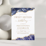 Budget Agate Sweet 16 Navy Blue Gold<br><div class="desc">Budget Agate Geode Navy Blue and Gold Foil Birthday Party Einladungen - beinhaltet moderne und elegante Drehbücher für die besondere 16 . Geburtstag (16.) Geburtstagsfeier.</div>