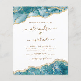 Budget Agate Turquoise Aquamarin Gold Hochzeit Flyer