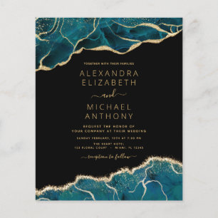 Budget Agate Turquoise Aquamarin Gold Hochzeit Flyer