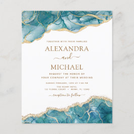 Budget Agate Turquoise Aquamarin Gold Hochzeit Flyer