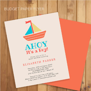Budget Ahoy Es ist ein Baby-Dusche Einladung Flyer