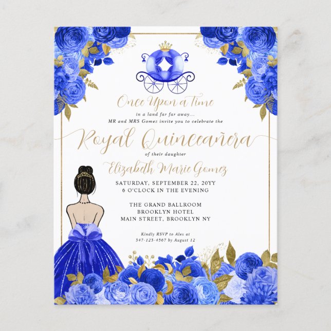 Budget Ainderella Royal Blue Princess Quinceanera (Vorderseite)