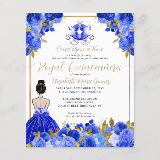 Budget Ainderella Royal Blue Princess Quinceanera