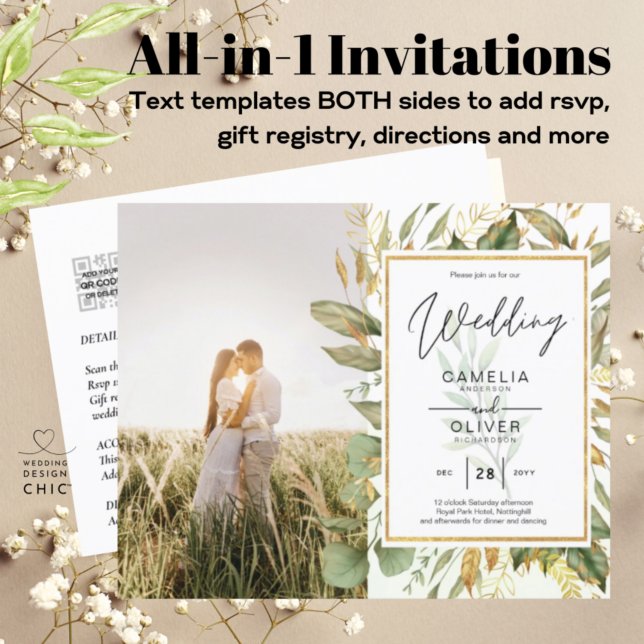 Budget All-in1 FOTO Greenery Wedding RSVP QR CODE (Von Creator hochgeladen)