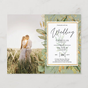 Budget All-in1 FOTO Greenery Wedding RSVP QR CODE Flyer
