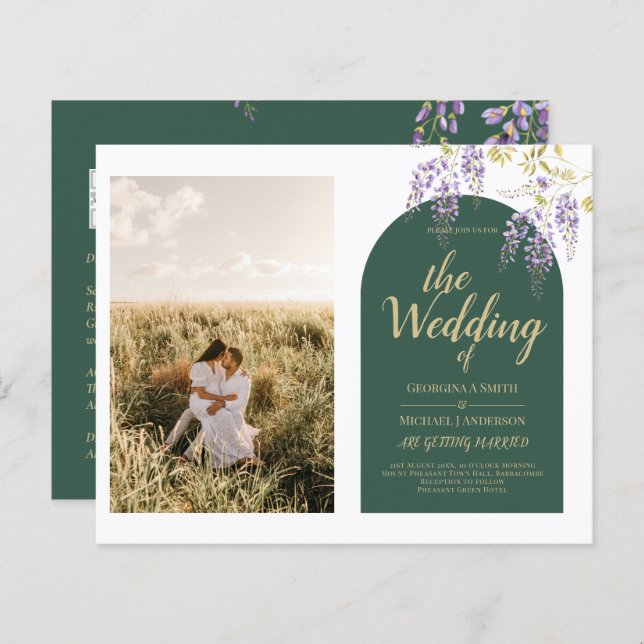 Budget All-in1 FOTO Wedding Wisteria QR Code INV (Vorne/Hinten)