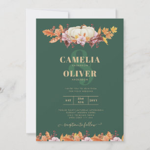 BUDGET All-in-1 Herbst Pumpkin Green Gold Wedding Einladung