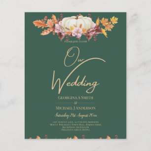 BUDGET All-in-1 Herbst Pumpkin Green Gold Wedding Flyer