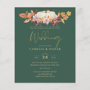BUDGET All-in-1 Herbst Pumpkin Green Gold Wedding Flyer