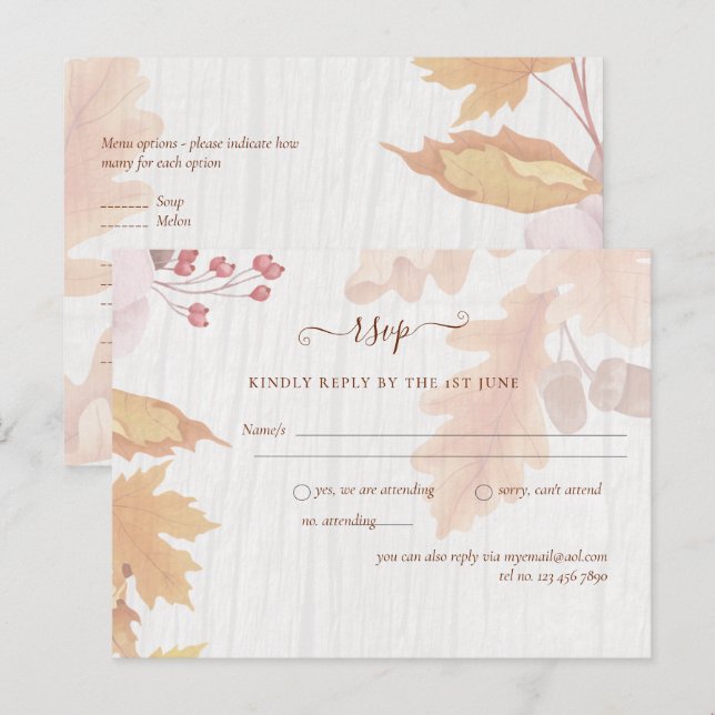 BUDGET All-in-1-Herbstlaub Terracotta Wedding Postkarte (Vorne/Hinten)