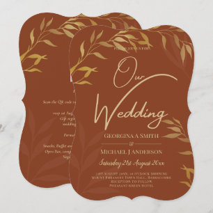 Budget All-in-1 Rustic Terracotta GOLD Wedding Einladung