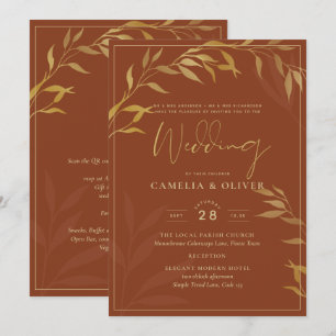 Budget All-in-1 Rustic Terracotta GOLD Wedding Einladung