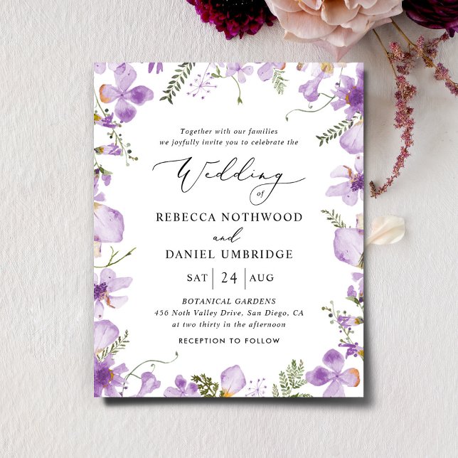 Budget All-in-one Lavender Wedding Einladung (Von Creator hochgeladen)
