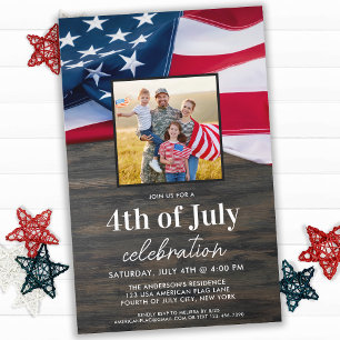 Budget American Flag Foto 4. Juli Party Invit
