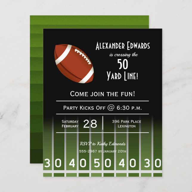 Budget American Football Einladung zum Geburtstag (Vorne/Hinten)
