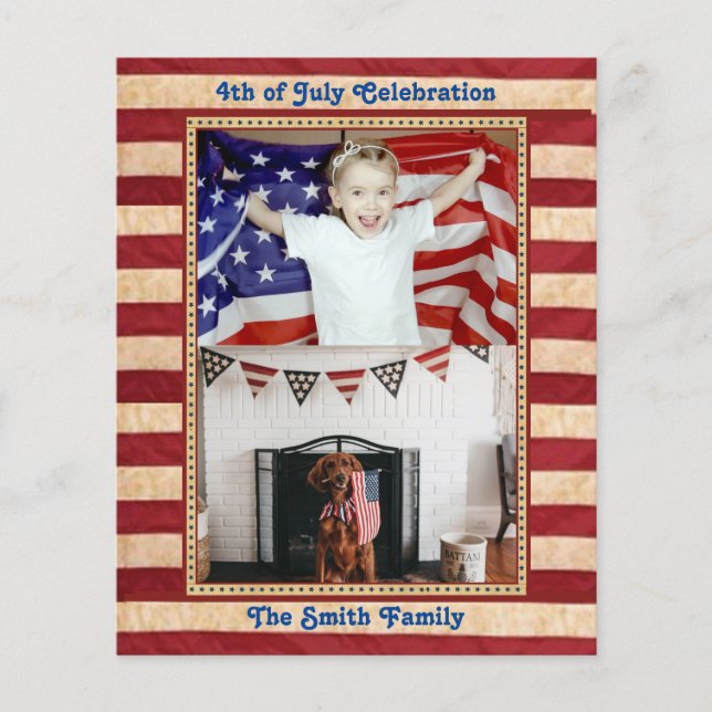 BUDGET - Amerikanische Fahne 4. JULI-Party Einladu (Vorderseite)
