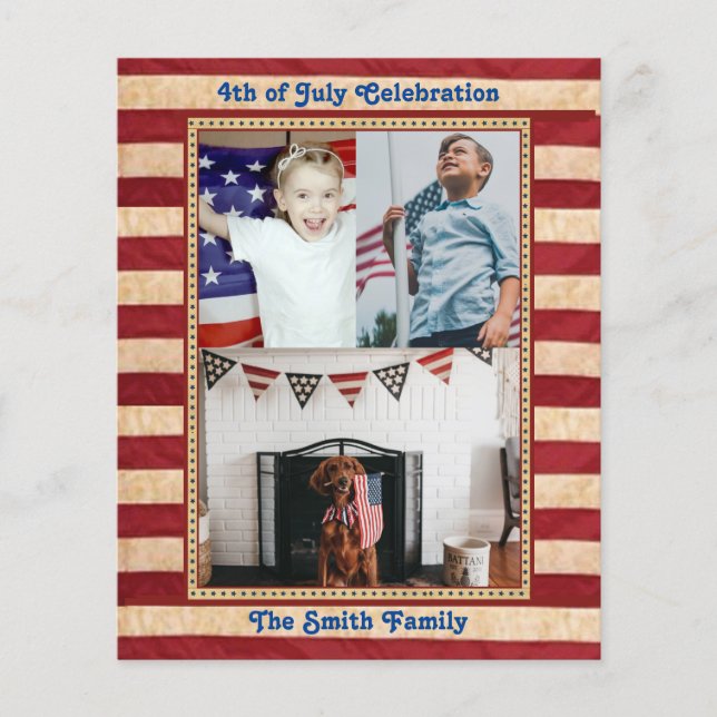 BUDGET - Amerikanische Fahne 4. JULI-Party Einladu Flyer (Vorne)