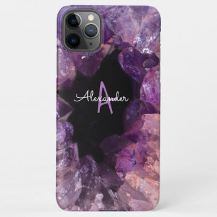 Budget Amethyst Crystal Agate Mit Monogramm Pink iPhone 11Pro Max Hülle