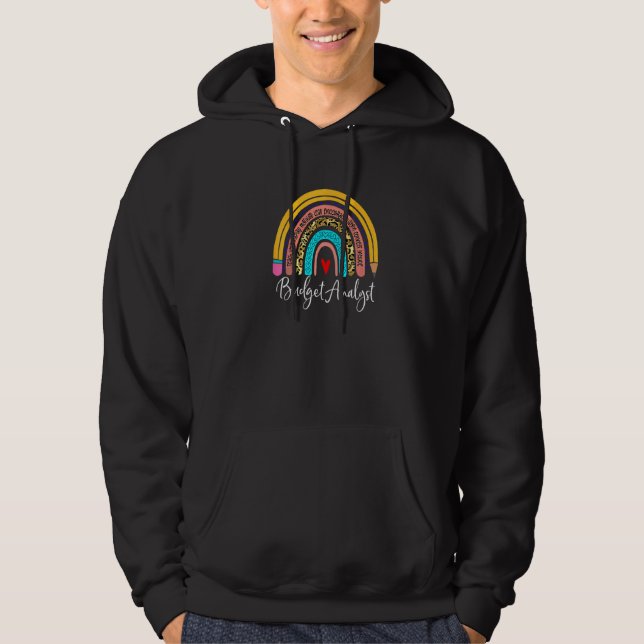 Budget Analyst Leopard Rainbow Accounting Back To  Hoodie (Vorderseite)